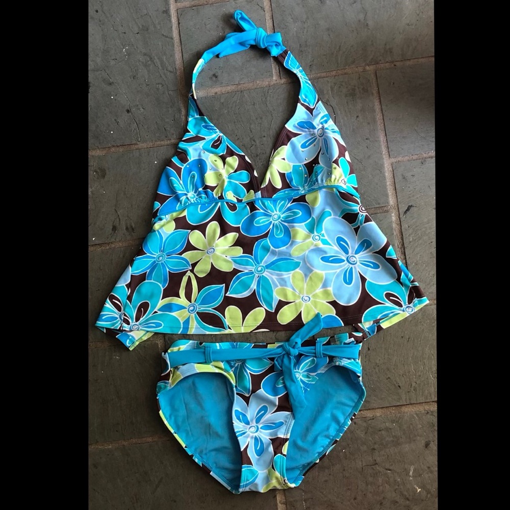 🌟HP!🎉 Justice Floral Tankini Bathing Suit NWT
